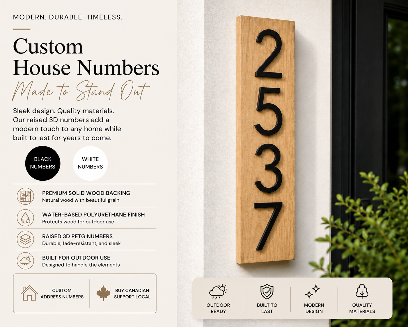 Custom House Numbers – Wood Plaque